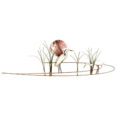 Egret w/ Grasses Enameled Copper Wall Art Sculpture by Bovano of Cheshire #W372   252462477579
